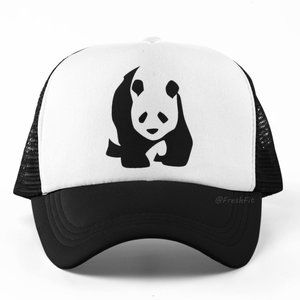 🆕Panda Bear Foam Trucker Hat Mesh Snapback Cap Black/White